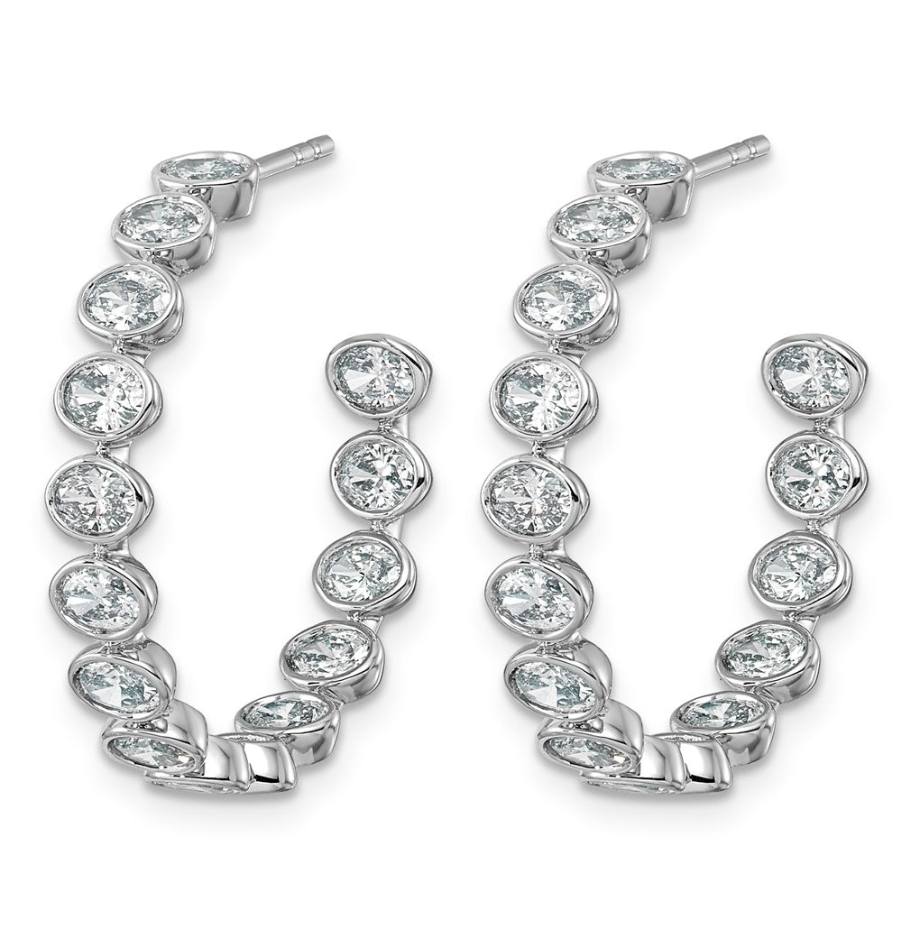 14K White Gold 2 5/8ct Lab Grown Diamond VS+ F+ Post East/West Oval Hoop Earrings