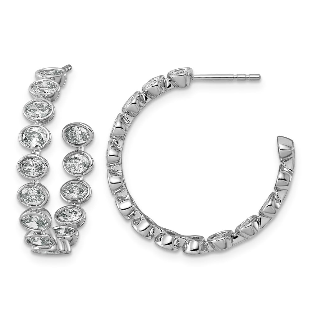 14K White Gold 2 5/8ct Lab Grown Diamond VS+ F+ Post East/West Oval Hoop Earrings