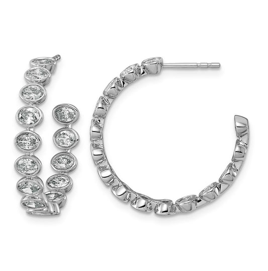 14K White Gold 2 5/8ct Lab Grown Diamond VS+ F+ Post East/West Oval Hoop Earrings