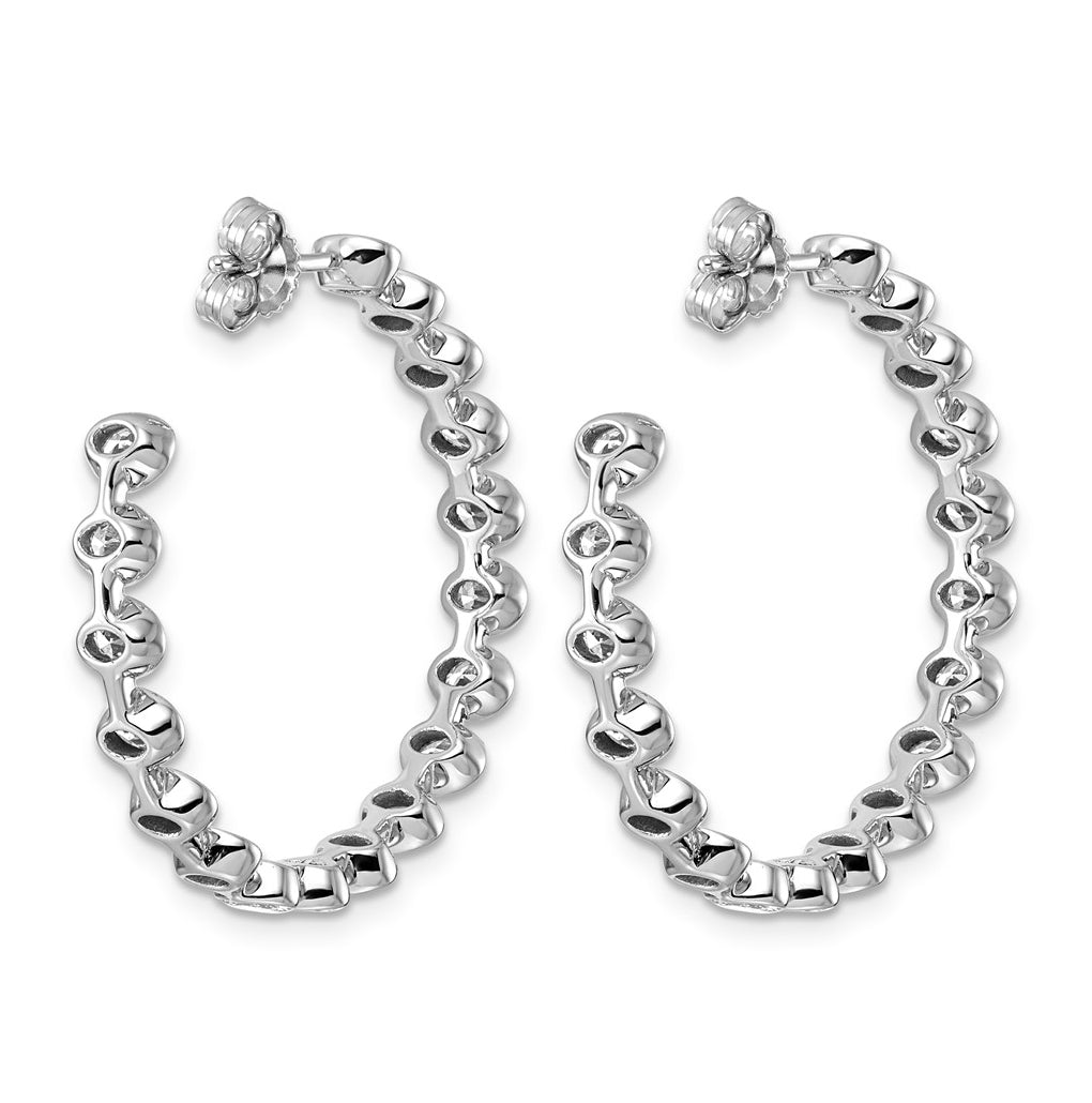 14K White Gold 3 1/5ct Lab Grown Diamond VS+ F+ Post East/West Oval Hoop Earrings