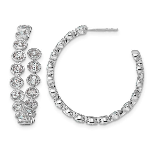 14K White Gold 3 1/5ct Lab Grown Diamond VS+ F+ Post East/West Oval Hoop Earrings