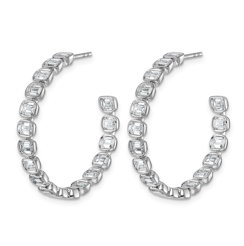 14K White Gold 4 7/8ct Lab Grown Diamond VS+ F+ Post East/West Emerald Hoop Earrings
