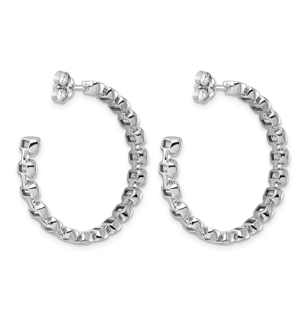 14K White Gold 4 7/8ct Lab Grown Diamond VS+ F+ Post East/West Emerald Hoop Earrings