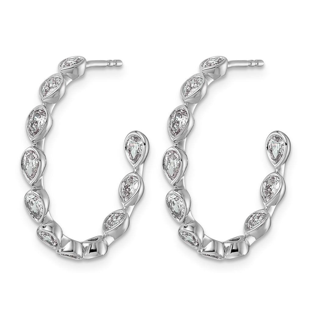 14K White Gold 1 1/2ct Lab Grown Diamond VS+ F+ Post Pear Hoop Earrings