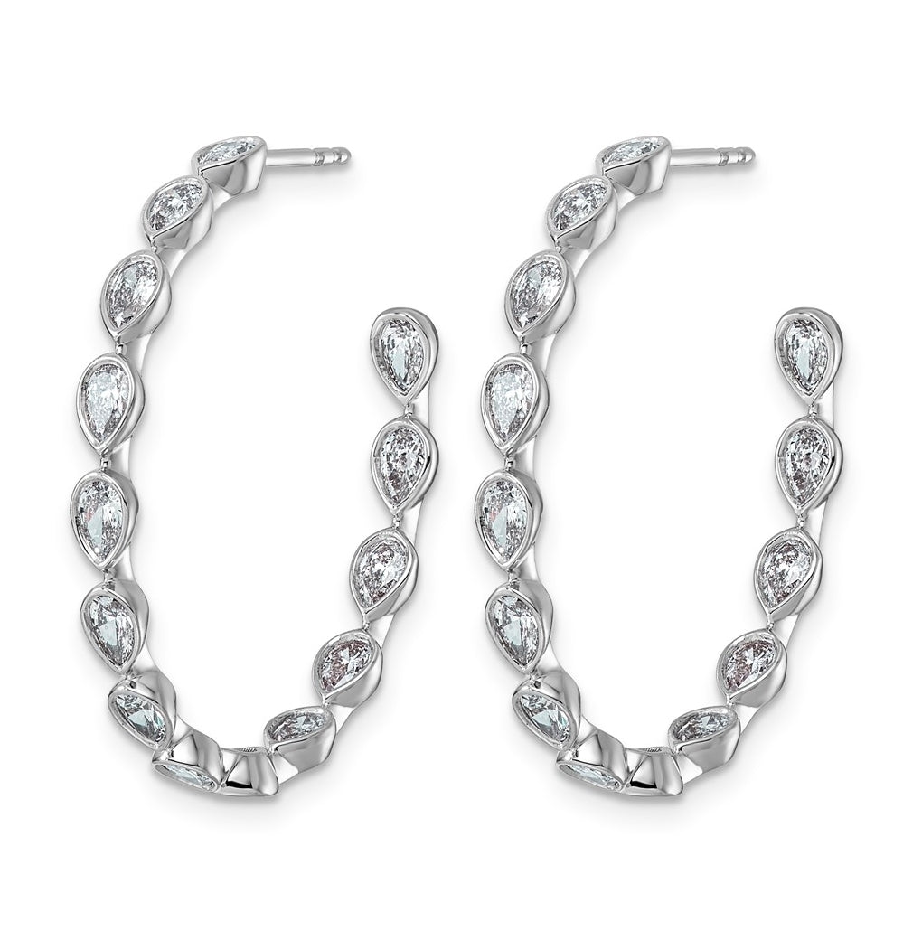 14K White Gold 2ct Lab Grown Diamond VS+ F+ Post Pear Hoop Earrings