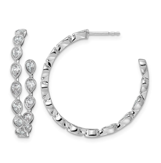14K White Gold 2ct Lab Grown Diamond VS+ F+ Post Pear Hoop Earrings
