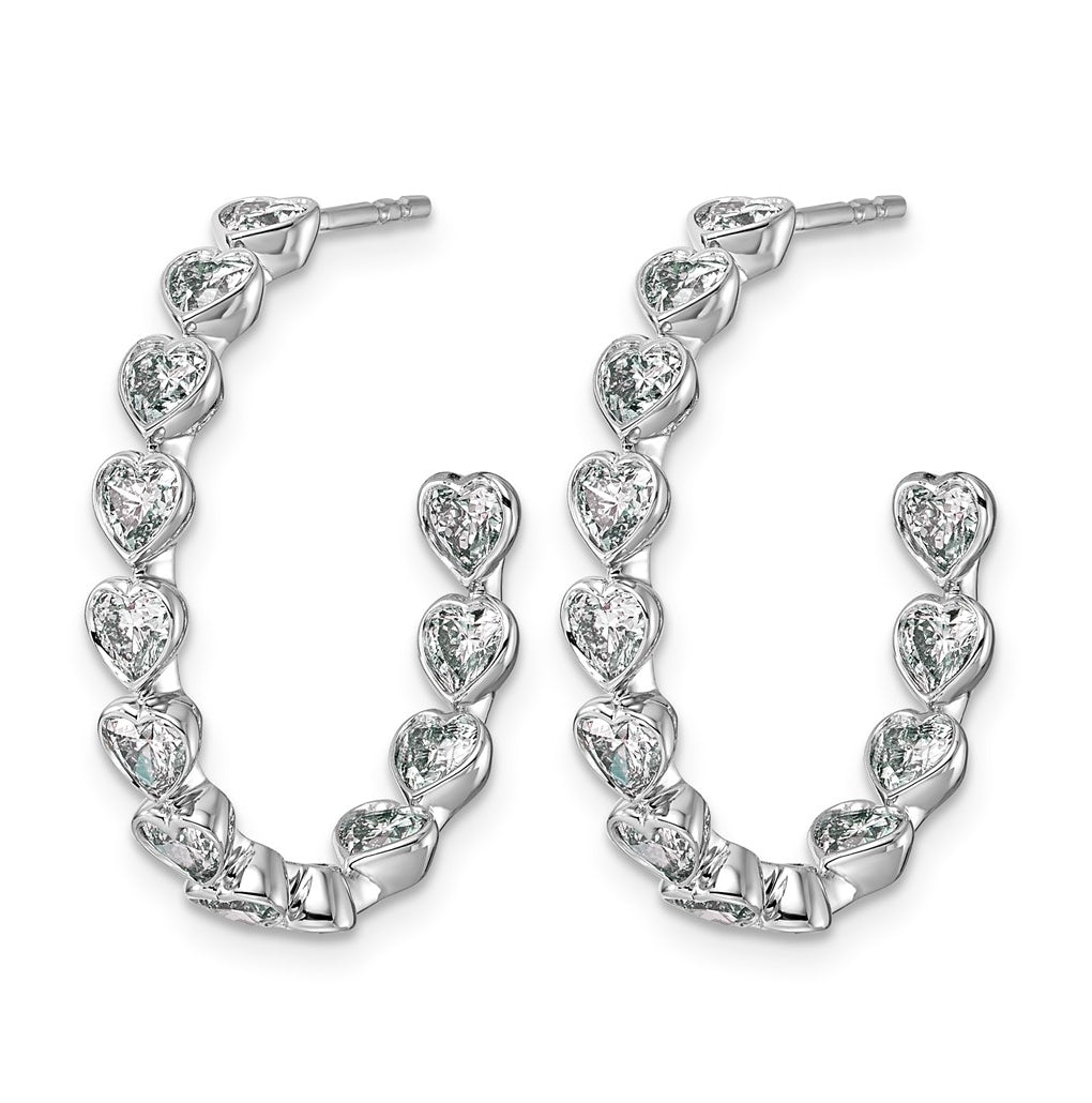 14K White Gold 2 1/2ct Lab Grown Diamond VS+ F+ Post Heart Hoop Earrings