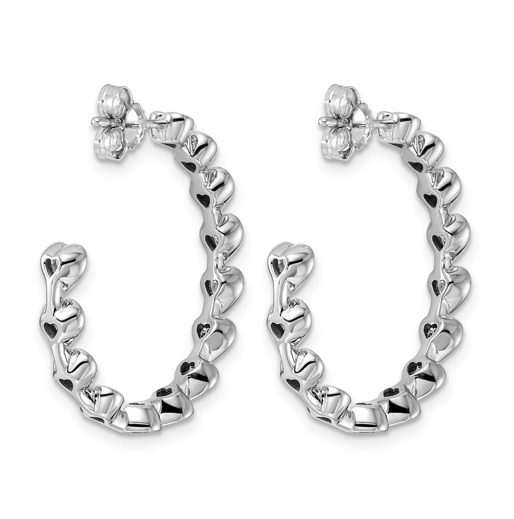 14K White Gold 2 1/2ct Lab Grown Diamond VS+ F+ Post Heart Hoop Earrings