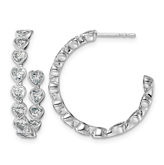 14K White Gold 2 1/2ct Lab Grown Diamond VS+ F+ Post Heart Hoop Earrings