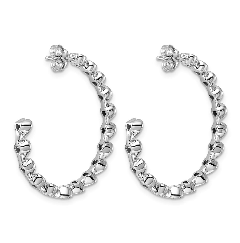 14K White Gold 3ct Lab Grown Diamond VS+ F+ Post Heart Hoop Earrings