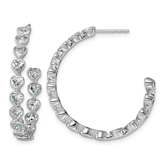 14K White Gold 3ct Lab Grown Diamond VS+ F+ Post Heart Hoop Earrings