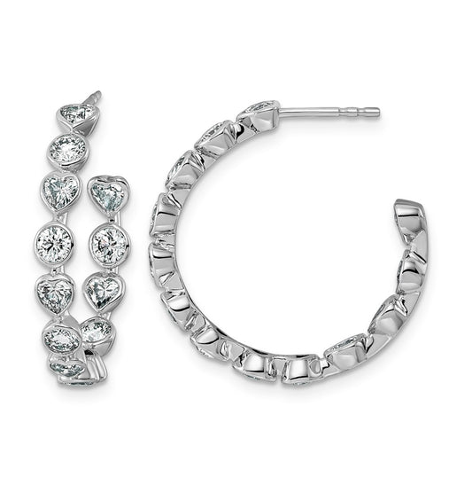 14K White Gold 2 5/8ct Lab Grown Diamond VS+ F+ Post Round/Heart Hoop Earrings