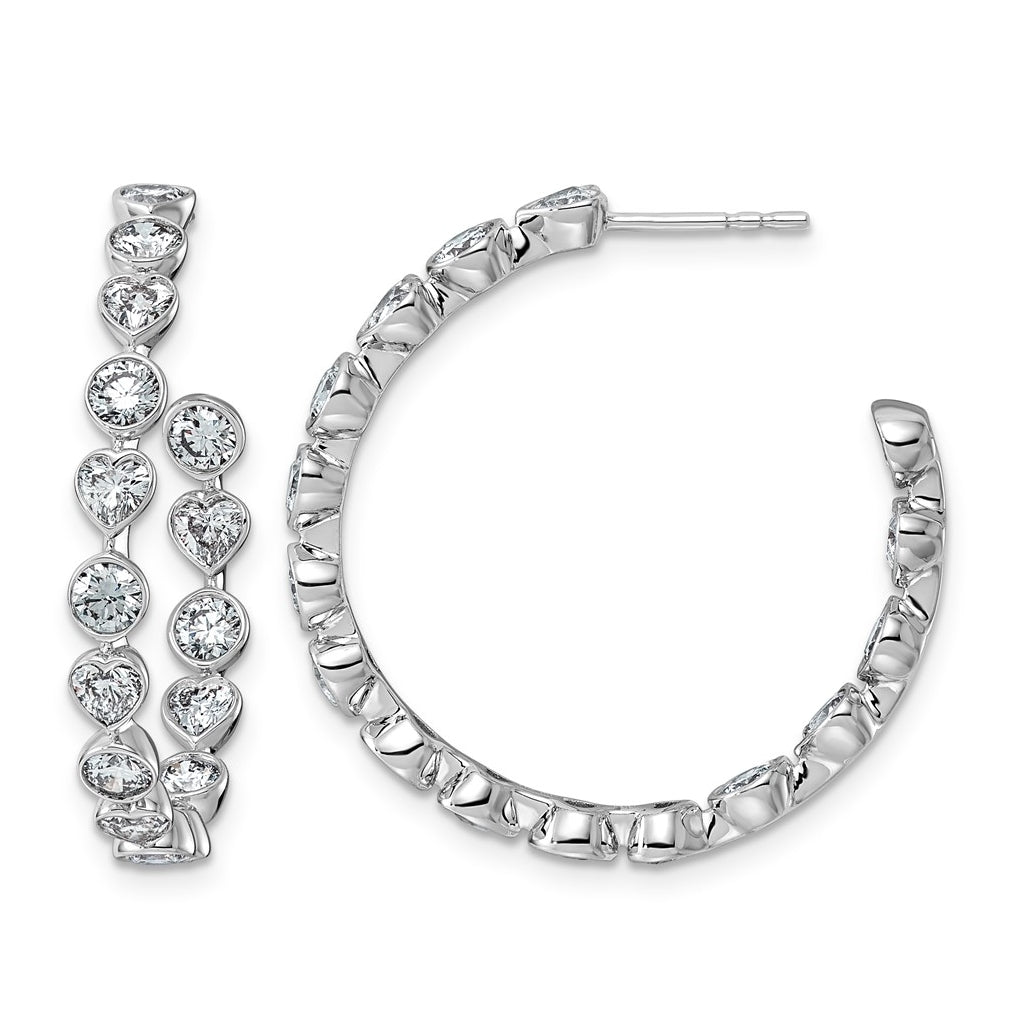 14K White Gold 3 1/3ct Lab Grown Diamond VS+ F+ Post Round/Heart Hoop Earrings