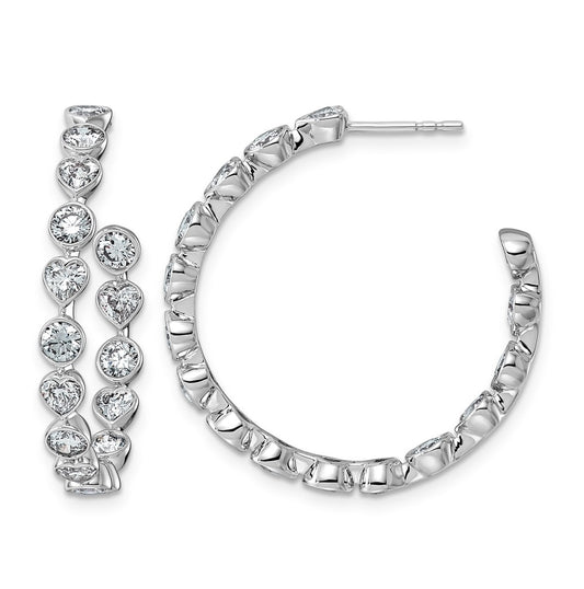 14K White Gold 3 1/3ct Lab Grown Diamond VS+ F+ Post Round/Heart Hoop Earrings