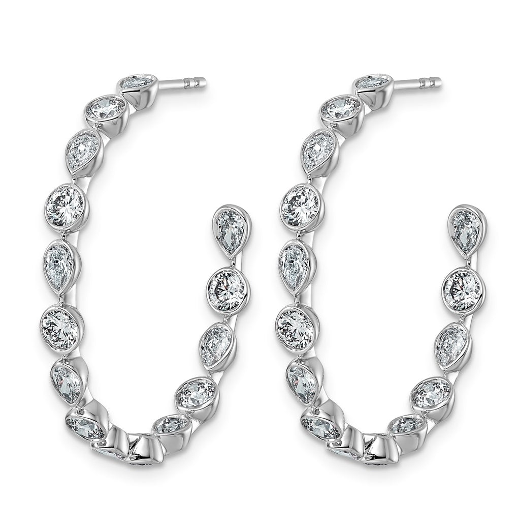 14K White Gold 2 5/8ct Lab Grown Diamond VS+ F+ Post Round/Pear Hoop Earrings