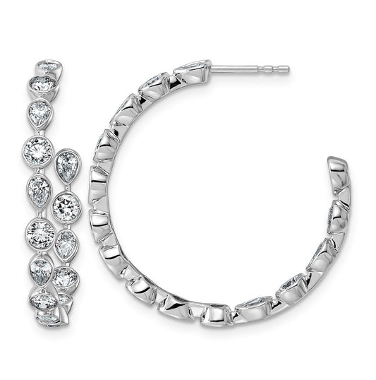 14K White Gold 2 5/8ct Lab Grown Diamond VS+ F+ Post Round/Pear Hoop Earrings
