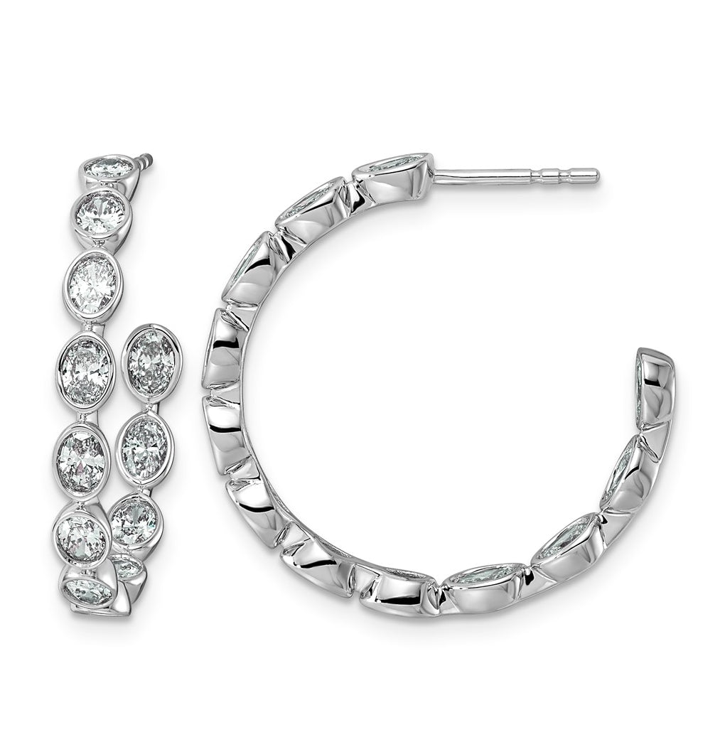 14K White Gold 2 1/8ct Lab Grown Diamond VS+ F+ Post Oval Hoop Earrings