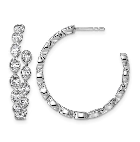 14K White Gold 2 1/2ct Lab Grown Diamond VS+ F+ Post Oval Hoop Earrings