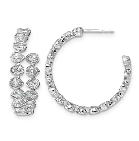 14K White Gold 2 1/4ct Lab Grown Diamond VS+ F+ Post East/West Pear Hoop Earrings