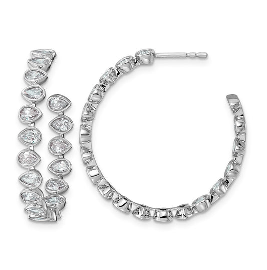 14K White Gold 2 5/8ct Lab Grown Diamond VS+ F+ Post East/West Pear Hoop Earrings