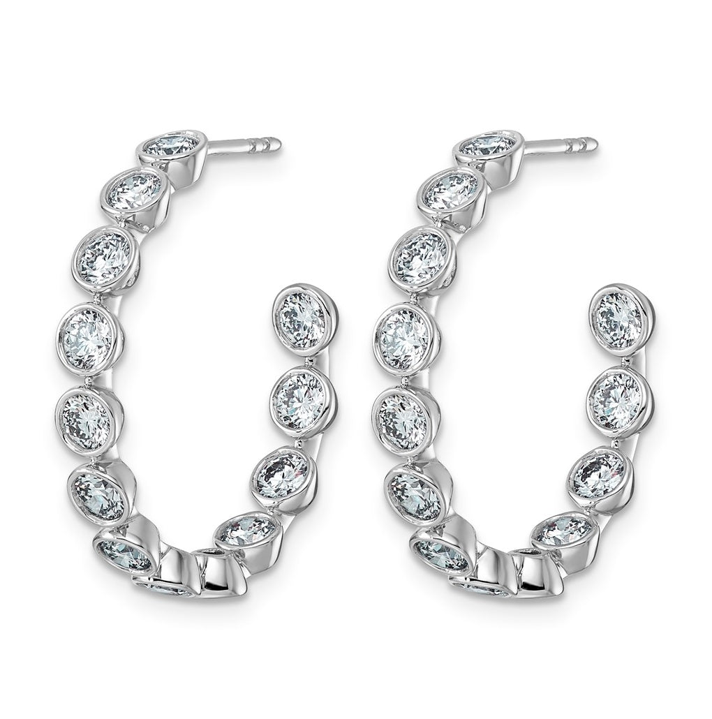 14K White Gold 2 7/8ct Lab Grown Diamond VS+ F+ Post Round Hoop Earrings