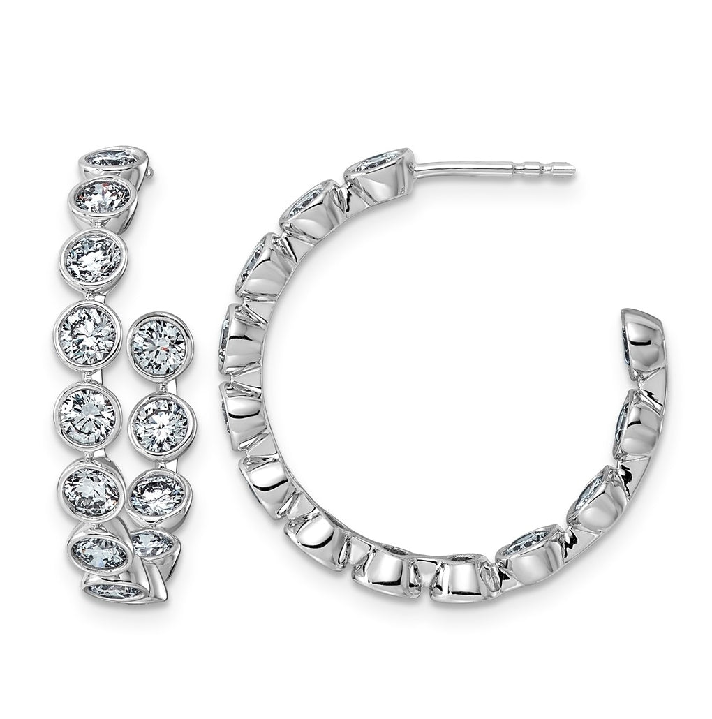 14K White Gold 2 7/8ct Lab Grown Diamond VS+ F+ Post Round Hoop Earrings