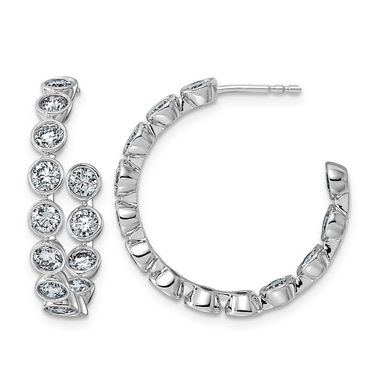 14K White Gold 2 7/8ct Lab Grown Diamond VS+ F+ Post Round Hoop Earrings