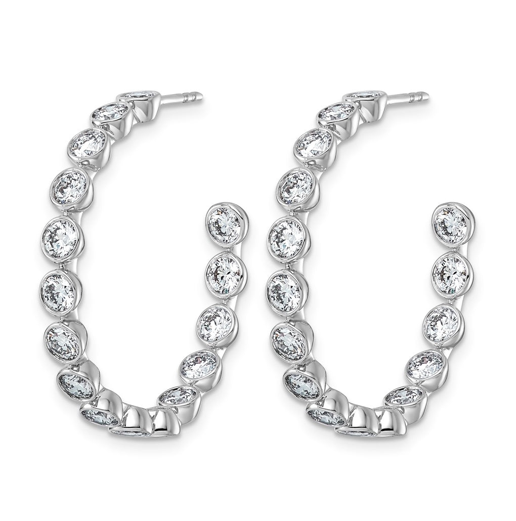 14K White Gold 3 1/2ct Lab Grown Diamond VS+ F+ Post Round Hoop Earrings