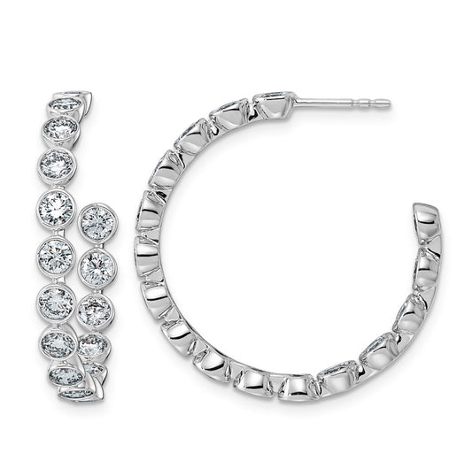 14K White Gold 3 1/2ct Lab Grown Diamond VS+ F+ Post Round Hoop Earrings