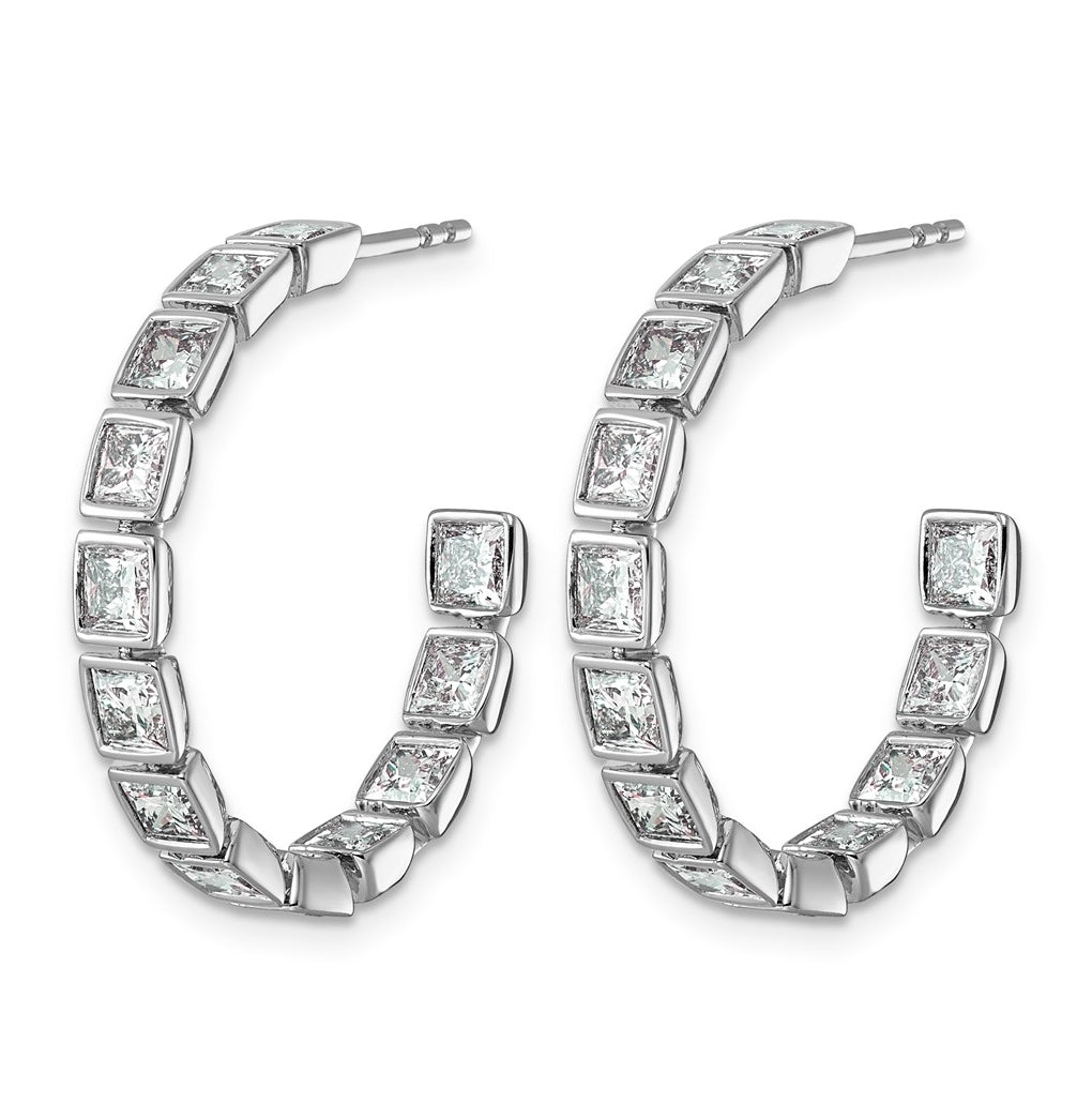 14K White Gold 4 1/4ct Lab Grown Diamond VS+ F+ Post Princess Hoop Earrings