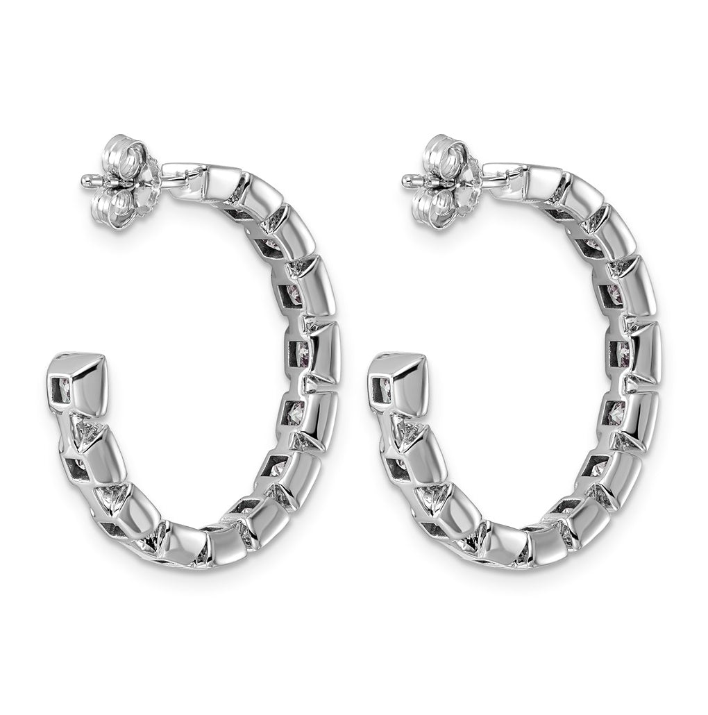 14K White Gold 4 1/4ct Lab Grown Diamond VS+ F+ Post Princess Hoop Earrings