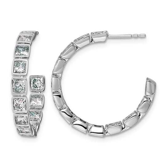 14K White Gold 4 1/4ct Lab Grown Diamond VS+ F+ Post Princess Hoop Earrings