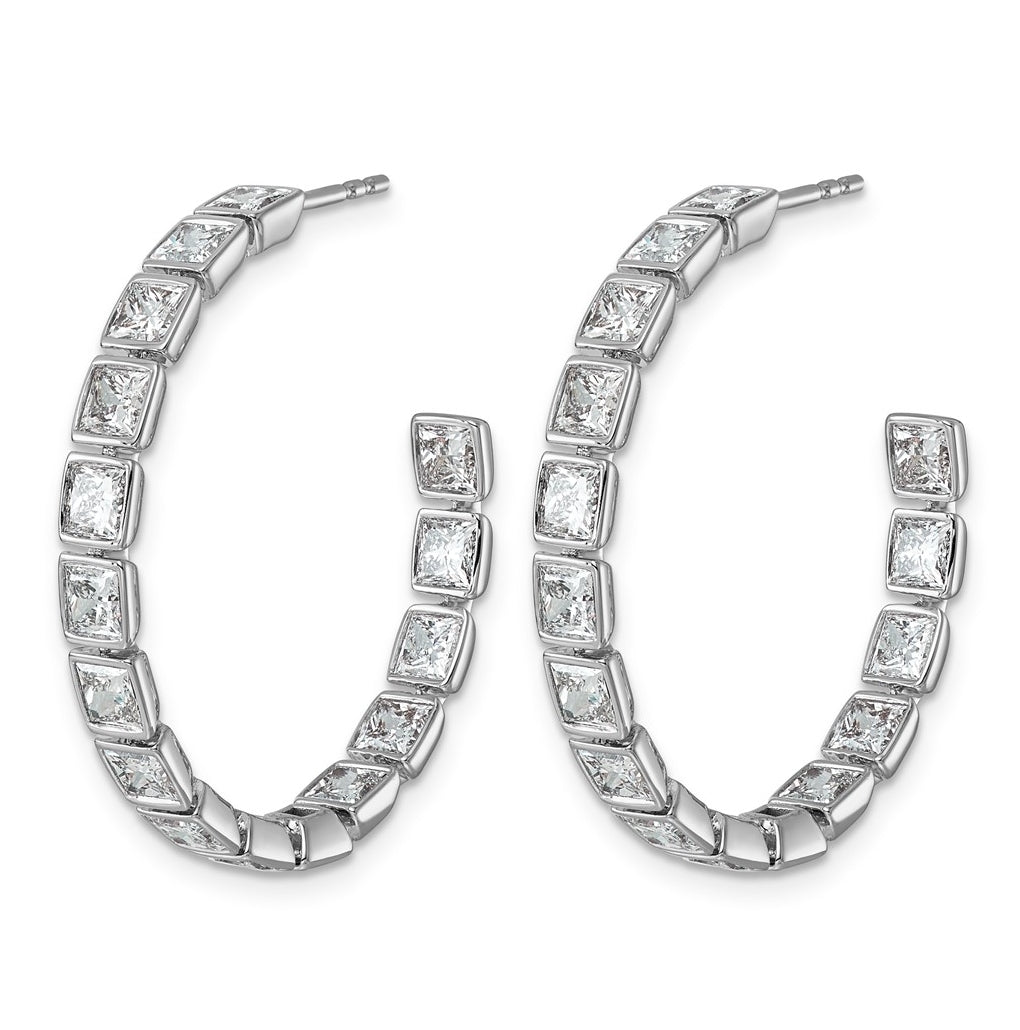 14K White Gold 5 1/4ct Lab Grown Diamond VS+ F+ Post Princess Hoop Earrings