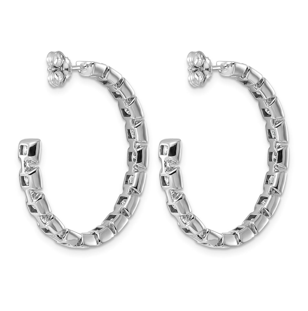 14K White Gold 5 1/4ct Lab Grown Diamond VS+ F+ Post Princess Hoop Earrings