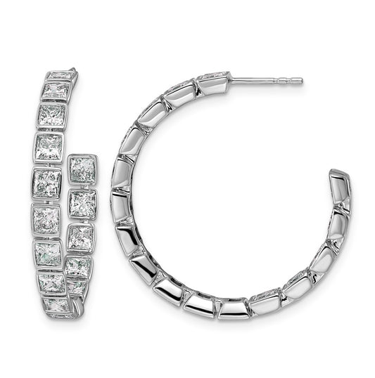 14K White Gold 5 1/4ct Lab Grown Diamond VS+ F+ Post Princess Hoop Earrings