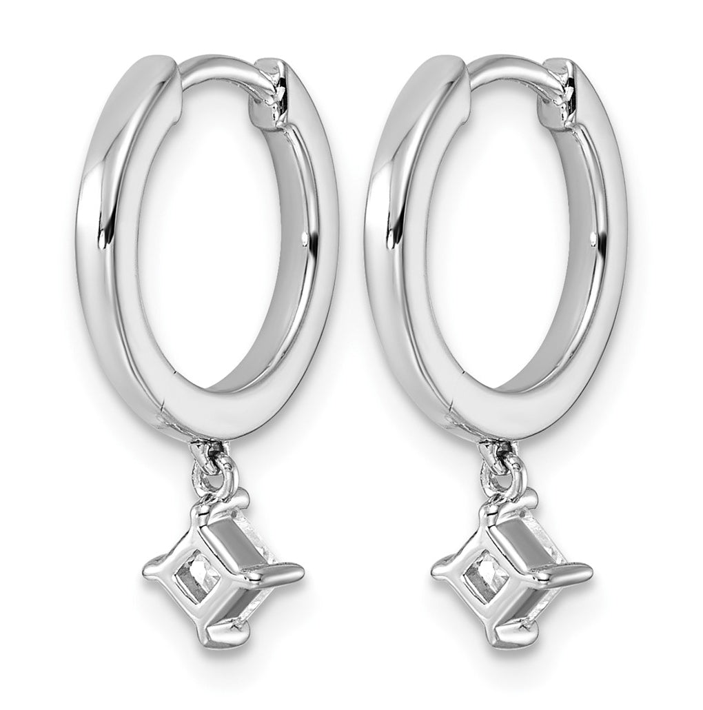 14K White Gold 1/3ct Lab Grown Diamond VS+ F+ Dangle Princess Comp Hoop Earrings – Elegant Jewelry Gift for Birthday, Anniversary, Engagement, Wedding