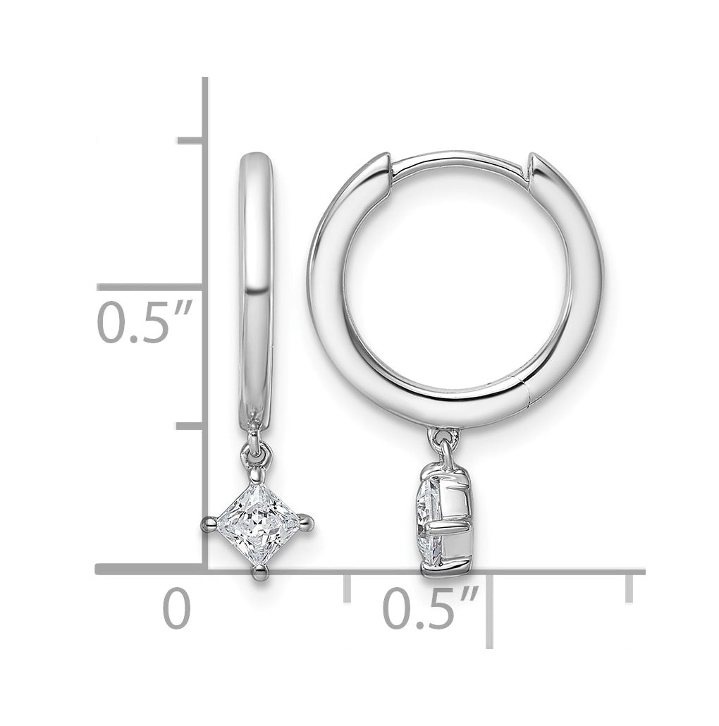 14K White Gold 1/3ct Lab Grown Diamond VS+ F+ Dangle Princess Comp Hoop Earrings – Elegant Jewelry Gift for Birthday, Anniversary, Engagement, Wedding