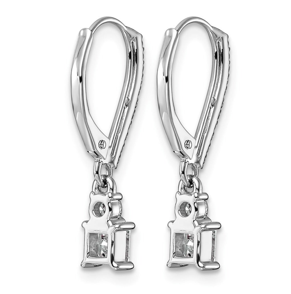 14K White Gold 3/4ct LabGrown Diamond VS+ F+ Dangle Princess Comp Leverback Earrings – Elegant Jewelry Gift for Birthday, Anniversary, Engagement, Wedding