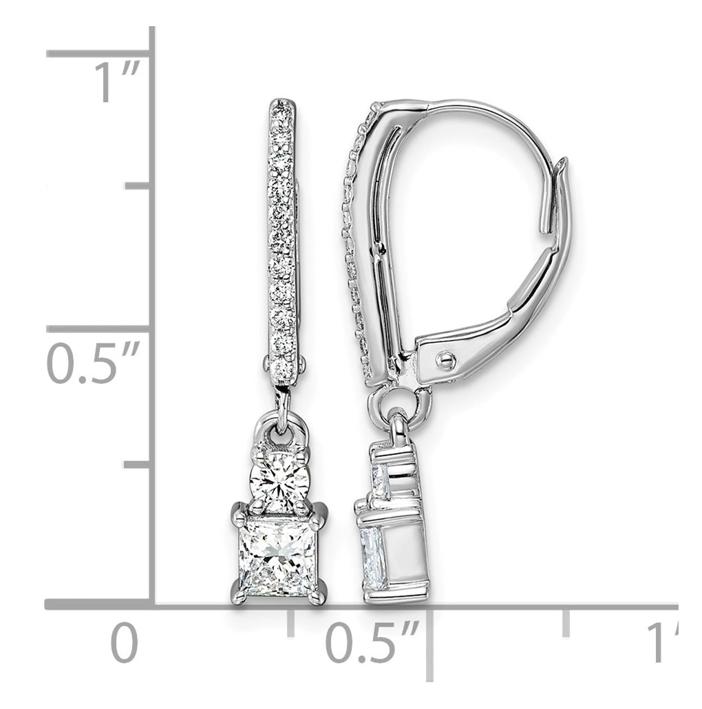 14K White Gold 3/4ct LabGrown Diamond VS+ F+ Dangle Princess Comp Leverback Earrings – Elegant Jewelry Gift for Birthday, Anniversary, Engagement, Wedding