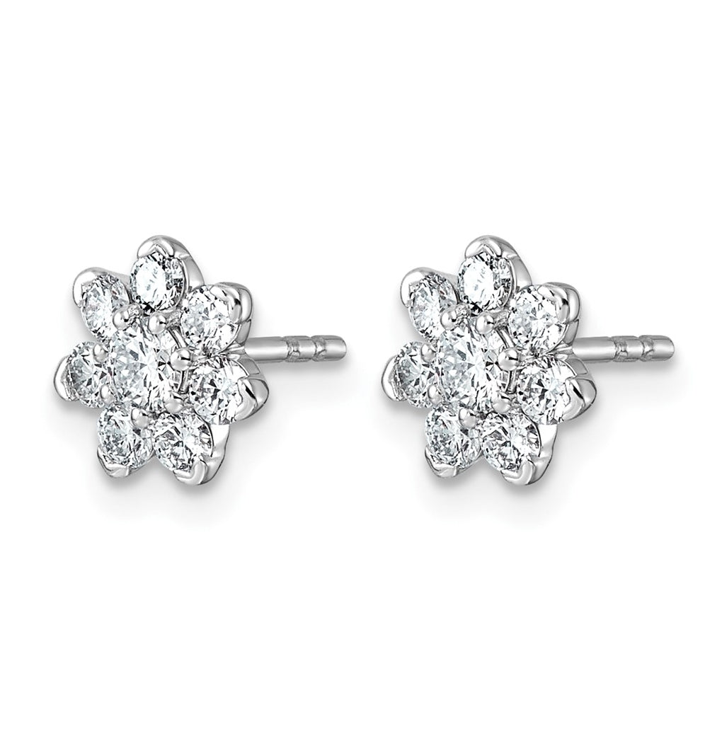 14K White Gold Lab-Grown Diamond VS+ F+ Post Floral Complete Earrings – Elegant Jewelry Gift for Birthday, Anniversary, Engagement, Wedding