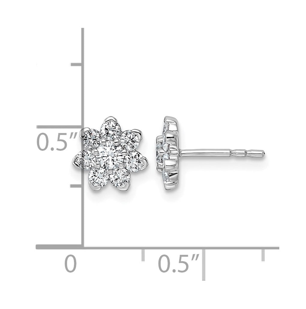 14K White Gold Lab-Grown Diamond VS+ F+ Post Floral Complete Earrings – Elegant Jewelry Gift for Birthday, Anniversary, Engagement, Wedding