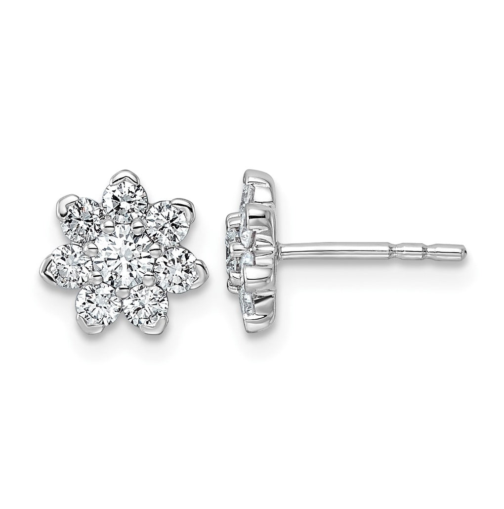 14K White Gold Lab-Grown Diamond VS+ F+ Post Floral Complete Earrings – Elegant Jewelry Gift for Birthday, Anniversary, Engagement, Wedding