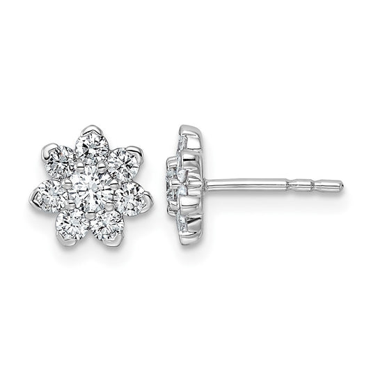14K White Gold Lab-Grown Diamond VS+ F+ Post Floral Complete Earrings – Elegant Jewelry Gift for Birthday, Anniversary, Engagement, Wedding