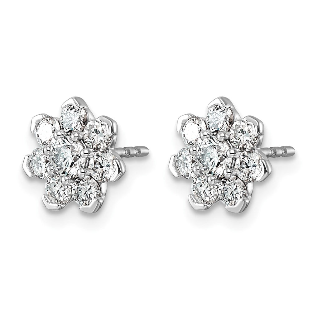 14K White Gold Lab-Grown Diamond VS+ F+ Post Floral Complete Earrings – Elegant Jewelry Gift for Birthday, Anniversary, Engagement, Wedding