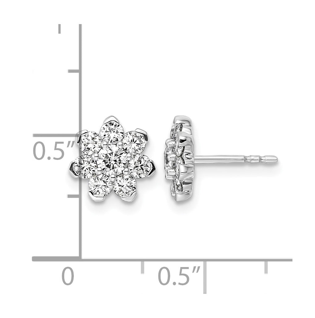 14K White Gold Lab-Grown Diamond VS+ F+ Post Floral Complete Earrings – Elegant Jewelry Gift for Birthday, Anniversary, Engagement, Wedding