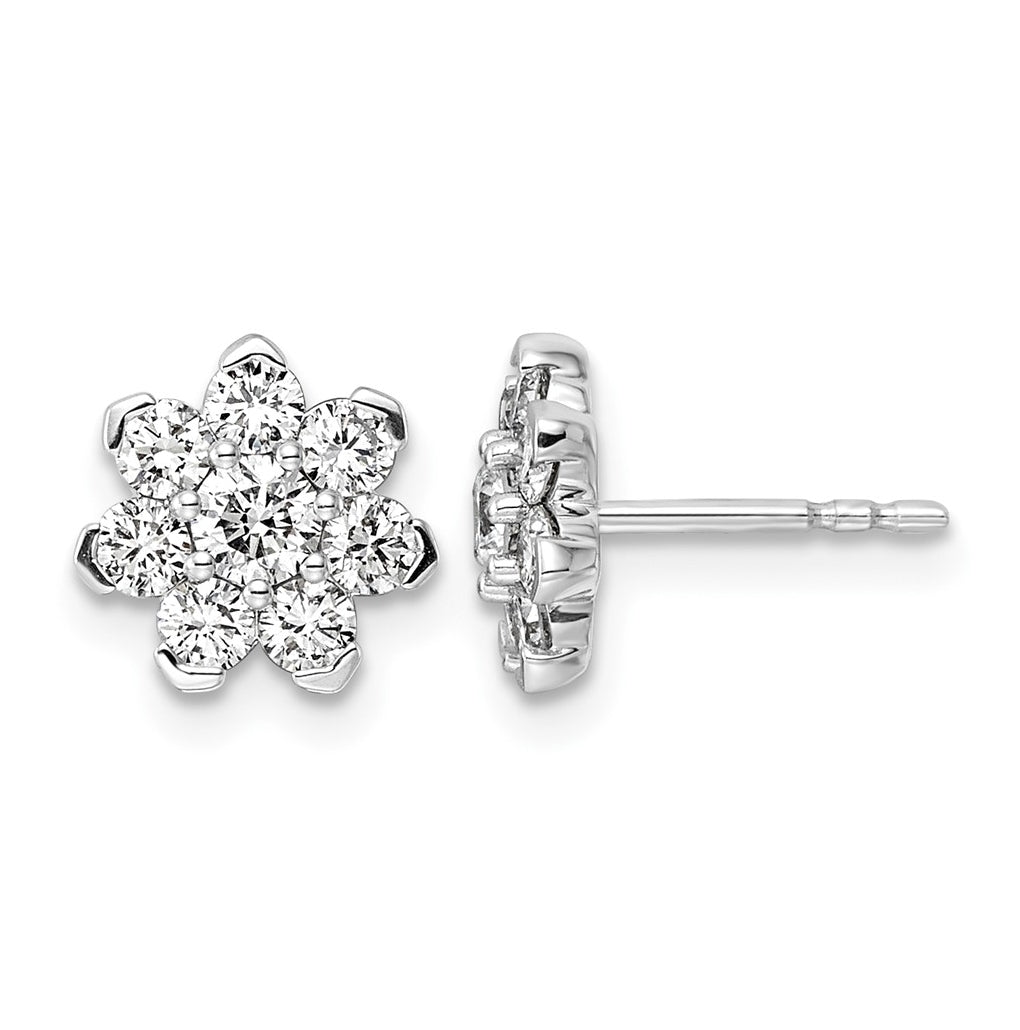 14K White Gold Lab-Grown Diamond VS+ F+ Post Floral Complete Earrings – Elegant Jewelry Gift for Birthday, Anniversary, Engagement, Wedding