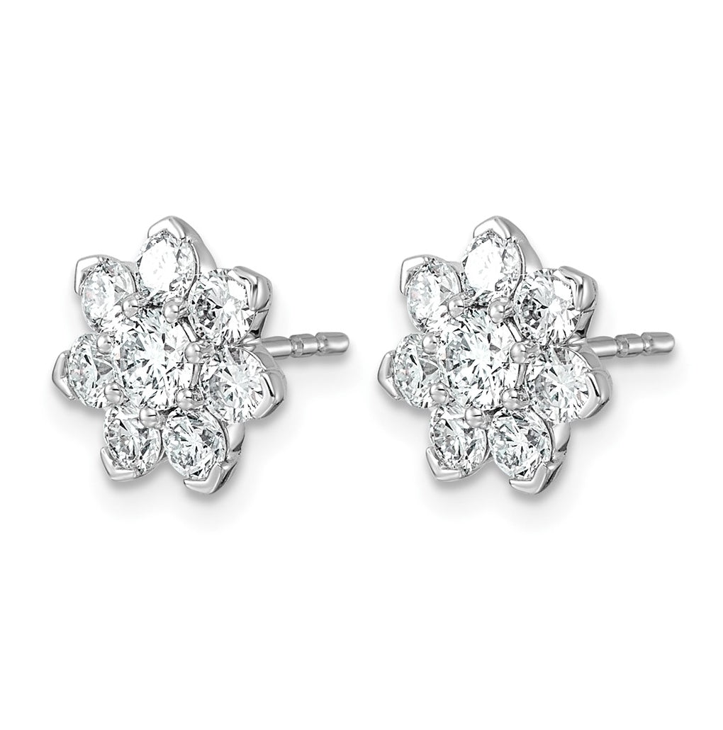 14K White Gold Lab-Grown Diamond VS+ F+ Post Floral Complete Earrings – Elegant Jewelry Gift for Birthday, Anniversary, Engagement, Wedding