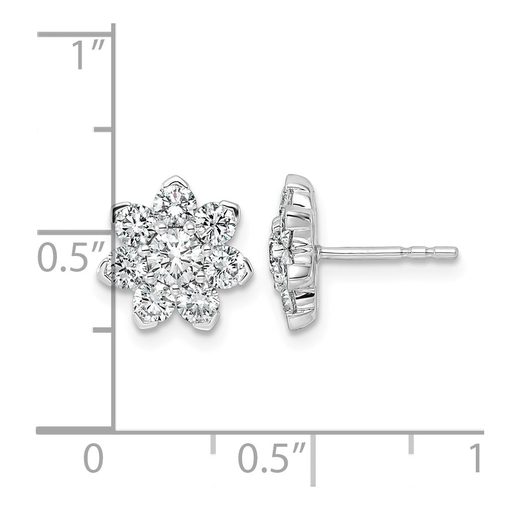 14K White Gold Lab-Grown Diamond VS+ F+ Post Floral Complete Earrings – Elegant Jewelry Gift for Birthday, Anniversary, Engagement, Wedding