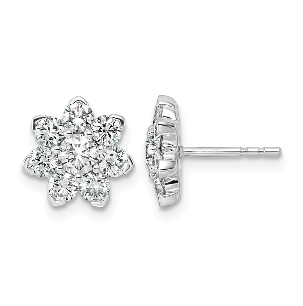 14K White Gold Lab-Grown Diamond VS+ F+ Post Floral Complete Earrings – Elegant Jewelry Gift for Birthday, Anniversary, Engagement, Wedding
