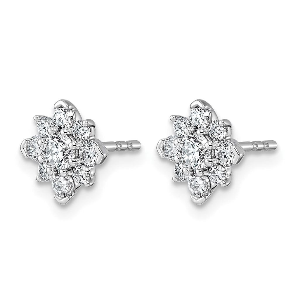 14K White Gold Lab Grown Diamond VS+ F+ Post Floral Complete Earrings – Elegant Jewelry Gift for Birthday, Anniversary, Engagement, Wedding